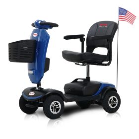 Outdoor compact mobility scooter with windshield ,300W Motor, Travel - Long Range Power Extended Battery with Cup holders & USB charger port,BLUE