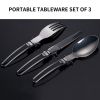 1pcs Camping Fork Spoon Outdoor Tableware Foldable Ultralight Stainless Steel Set Of Dishes For Camping Outdoor Cooking