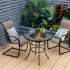 31.5 Inch Patio Fire Pit Dining Table With Cooking BBQ Grate