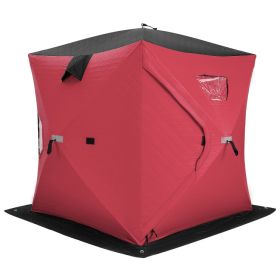 Portable 2 Person Ice Shanty with Cotton Padded Walls (Color: Red)